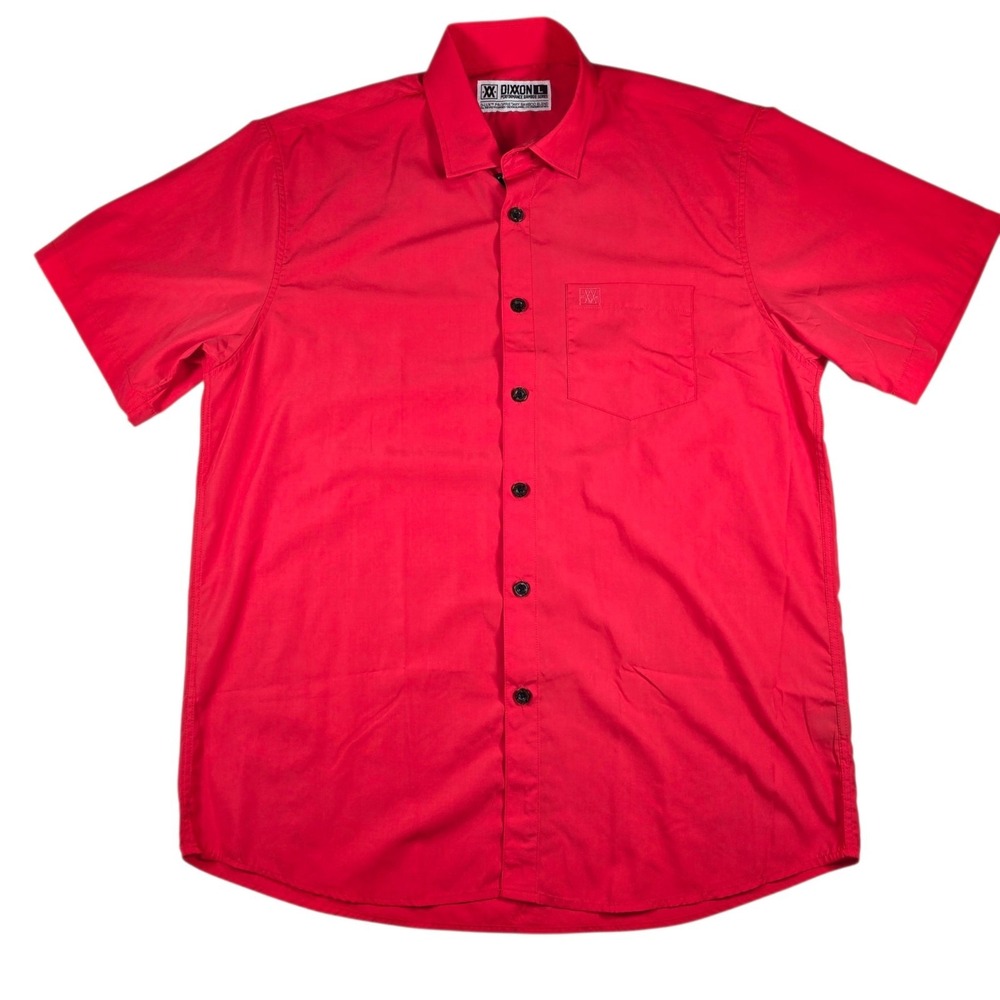 Dixxon Performance D-LUX Bamboo Series Red Short Sleeve Button Up Shirt Men's L